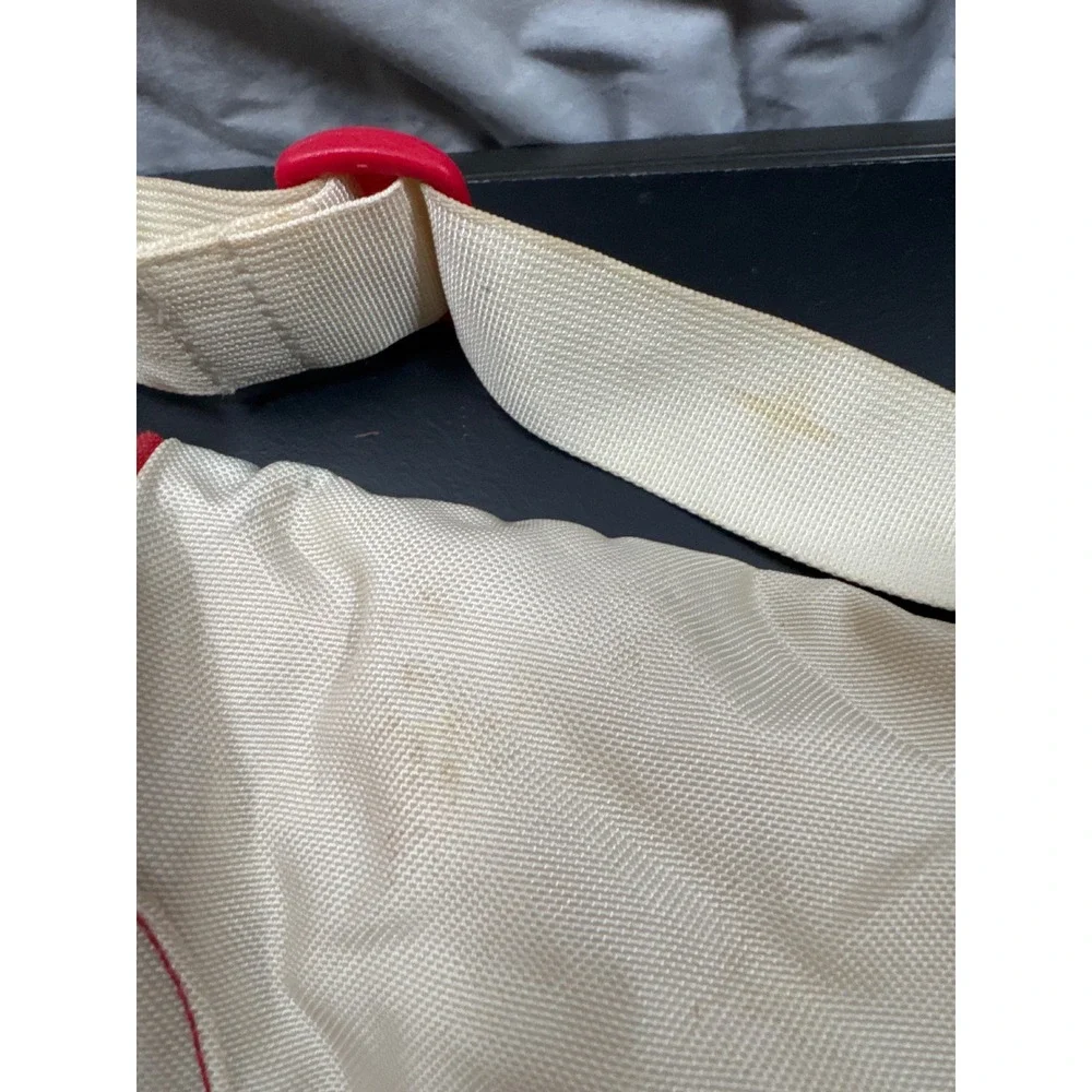 The North Face Messenger Bag Cream Red Ballistic Nylon Crossbody Flap Small
